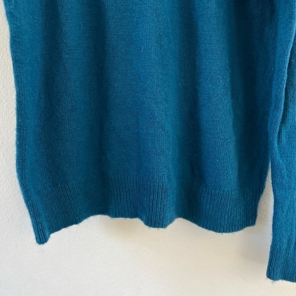 Ann Taylor Wool Blend Teal Blue Sleeve Bow Crewneck Pullover Sweater Medium - Picture 8 of 16